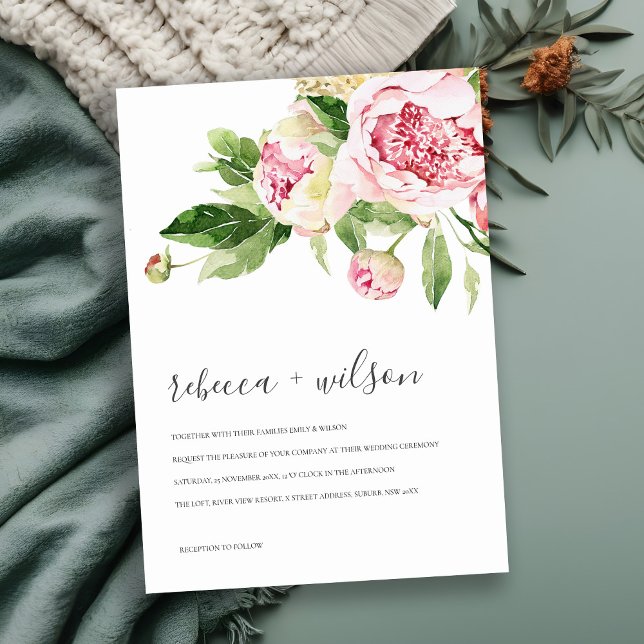 ELÉGANT ROSE VERT PEONNE FLEURIE MARIAGE D'EAU FLO (Créateur téléchargé)