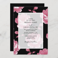 Elégant rose Vintage Roses mariage Invitations
