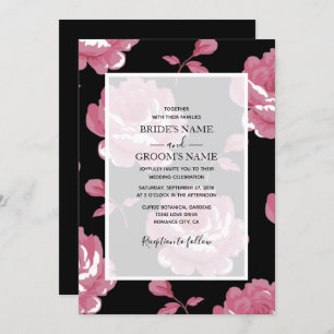 Elégant rose Vintage Roses mariage Invitations