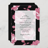 Elégant rose Vintage Roses mariage Invitations