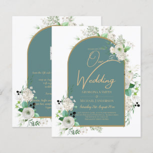 Elégant Roses Blanches All-in-1 Mariage Inviter RS