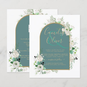 Elégant Roses Blanches All-in-1 Mariage Inviter RS