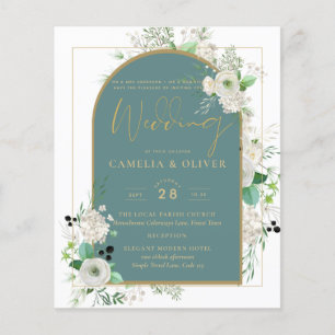 Elégant Roses Blanches All-in-1 Mariage Inviter RS