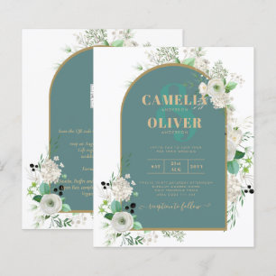 Elégant Roses Blanches All-in-1 Mariage Inviter RS