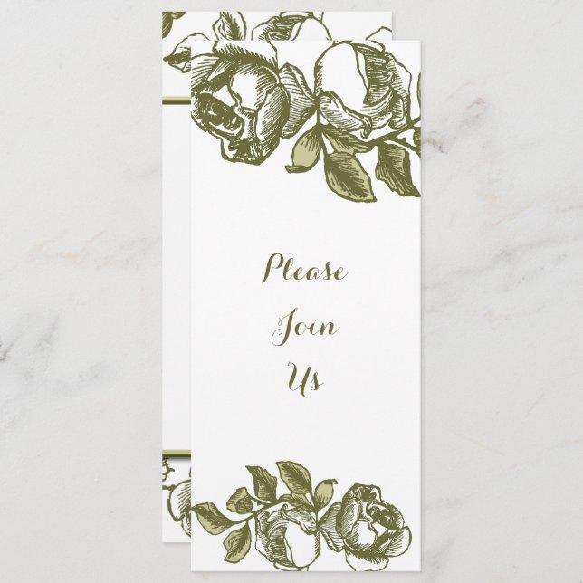 Élégant Roses d'or blanc sur mesure Invitations (Devant / Derrière)