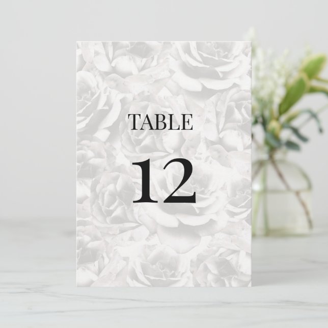 Élégant Roses gris Table Mariage personnalisée (Debout devant)