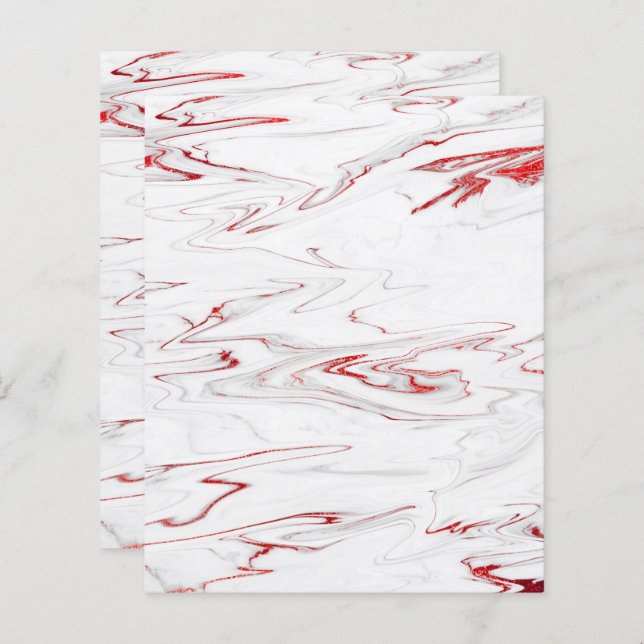 Elégant Rouge Blanc Faux Marbre Papier à gratte-ci (Devant / Derrière)
