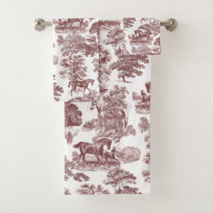 Elégant Rouge Blanc Rustique Horses Toile