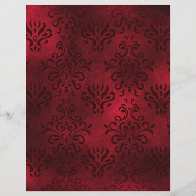 Elégant rouge Damask scrapbook Ephemera (Devant)