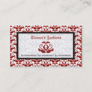 Elégant rouge damassé cartes de visite de mode
