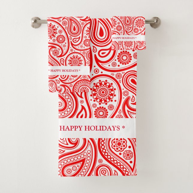 Elégant Rouge et blanc vintage paisley motif (En situation)