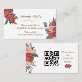 Elégant rouge floral Rustique mariage carte RSVP