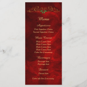 Élégant Rouge Holly Menu Mariage de Noël