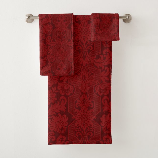 Élégant rouge orné victorien Damask (En situation)