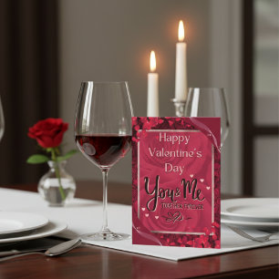 Elégant Rouge Roses Joyeux Valentines Carte Jour