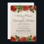 Élégant rouge Vintage Rose Faire-part de mariage o<br><div class="desc">Donnez le ton pour une célébration romantique et inoubliable avec cette élégante rose rouge et faire-part de mariage d'or. Des roses rouges riches et une verdure douce sont associées à de délicates touches dorées à la feuille d'or pour une atmosphère intemporelle et luxueuse. Idéal pour les mariages formels, vintages ou...</div>