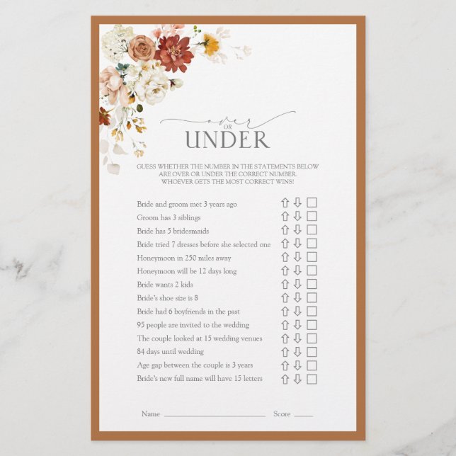 Elégant rouille Orange Fête des mariées Florale Je (Devant)