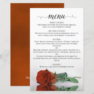 Elégant rouille Orange Rose Budget Mariage Menu