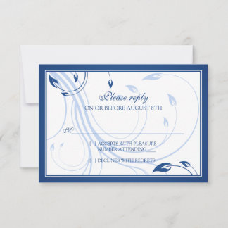 Elégant Royal Blue Blanc Mariage RSVP Carte de rép