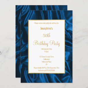 ÉLÉGANT ROYAL BLUE SATIN ANNIVERSAIRE INVITATION