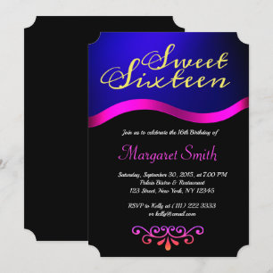 Elégant Royal Blue Sweet 16 Invitation