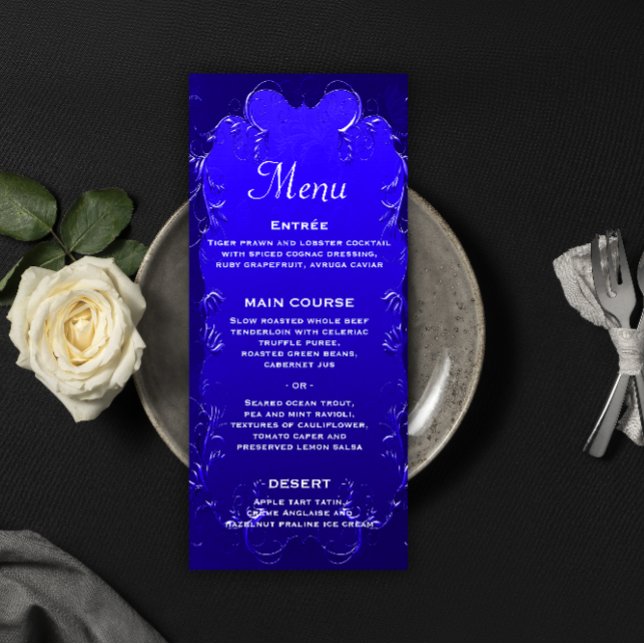 Elégant Royal Blue Wedding Reception Menu (Créateur téléchargé)