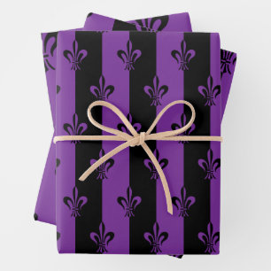 Élégant Royal Purple Fleur de Lis Papier d'envelop