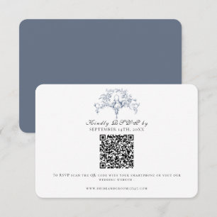 Élégant RSVP French Toile Bleu Marine et Blanc Col