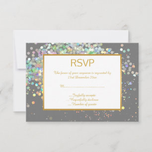 ÉLÉGANT RSVP HOLOGRAPHIQUE PASTEL BLANC GRIS PERSO