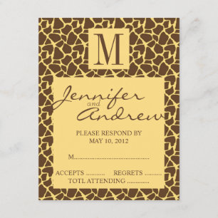 Elegant RSVP Monogram Safari Mariage Carte de répo