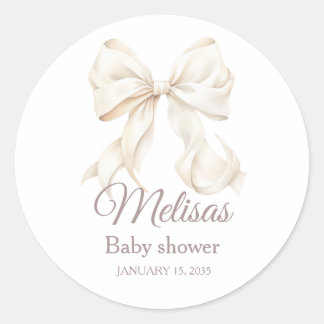 Élégant ruban blanc Baby Shower Autocollant rond