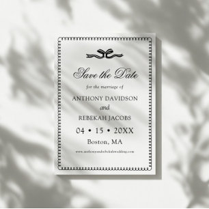 Élégant ruban noir & blanc Enregistrer la carte de
