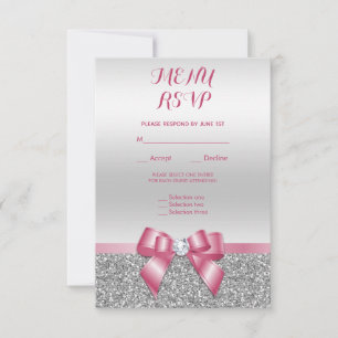Élégant Ruban Rose Romantique & RSVP Paillettes Ar