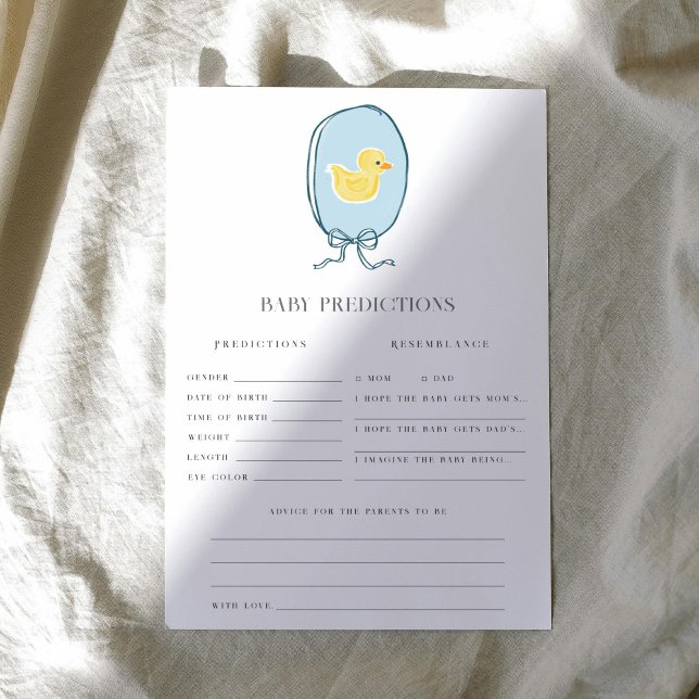 Elégant Rubber Ducky Prédictions Baby shower Jeu (Elegant meets cute rubber ducky Baby Shower game of Baby Predictions.)