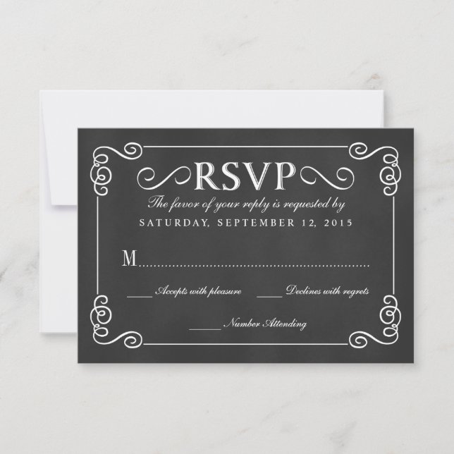 Elégant Rustic Chalkboard Wedding RSVP (Devant)