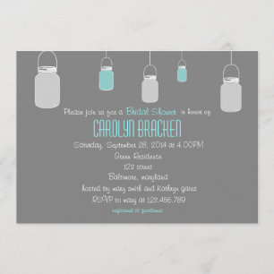 Élégant Rustic Mason Jars Invitation de Fête de l'