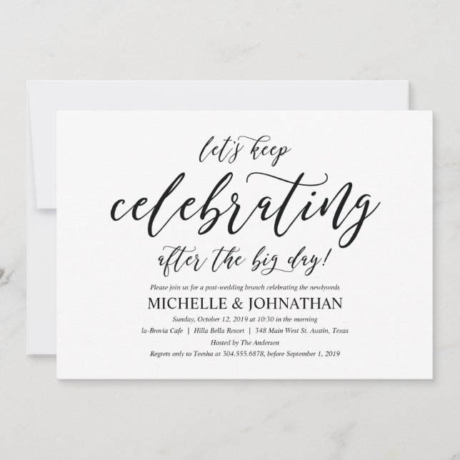Elégant Rustic Post Mariage Brunch Invitation Card (Devant)
