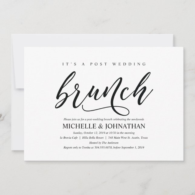 Elégant Rustic Post Mariage Brunch Invitation Card (Devant)