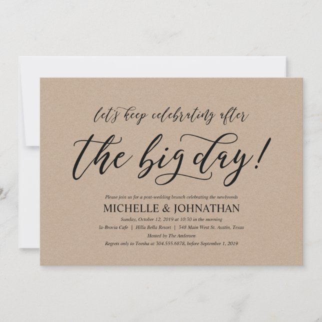 Elégant Rustic Post Mariage Brunch Invitation Card (Devant)
