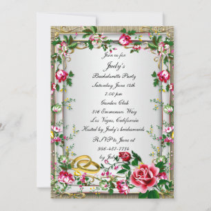 Élégant Rustic Red Roses Bachelorette Invitation