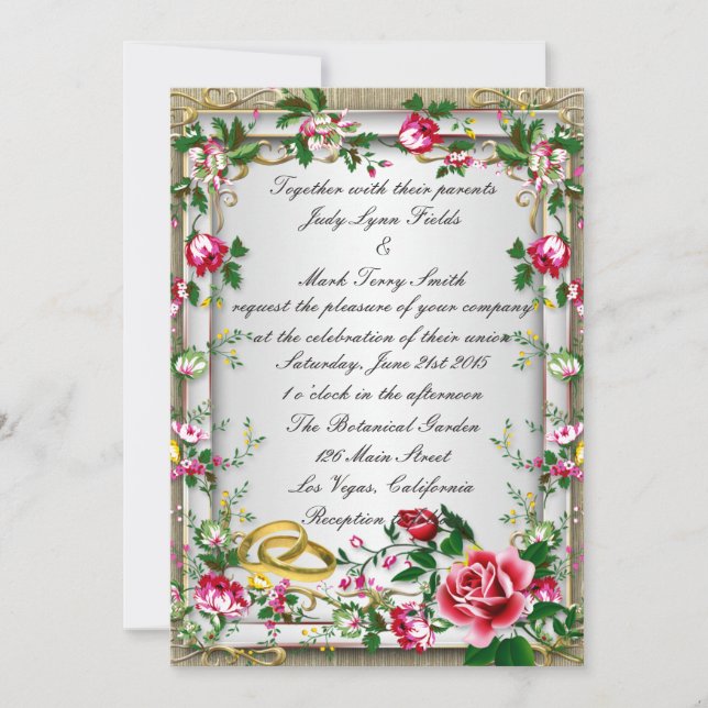 Elégant Rustic Red Roses Invitation (Devant)