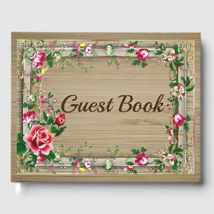 Elégant Rustic Red Roses Mariage livre d'or