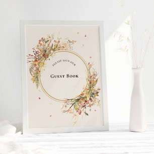 Élégant Rustique Automne Beige Mariage Livre d'or