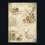 Élégant Rustique Vintage Noël Woodland Collage<br><div class="desc">Magnifique collage d'éphémères en forêt vintage d'hiver avec stag gravé,  pin,  texte,  script,  carte postale et manches de nidification sur arrière - plan de parchemin sépia vieilli en détresse.</div>