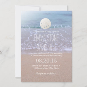 Elégant sable Dollar Plage Mariage Invitations