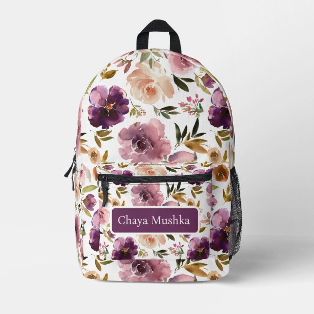 Élégant sac à dos pour fille florale violet (Recto)