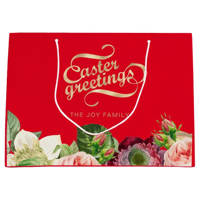 Élégant sac cadeau de Pâques Floral (Devant)