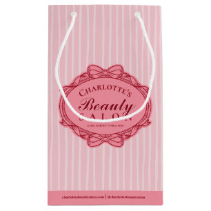 Élégant Sac Cadeau Rayé Rose Cadre Vintage Salon d