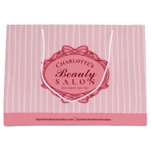 Élégant Sac Cadeau Rayé Rose Cadre Vintage Salon d