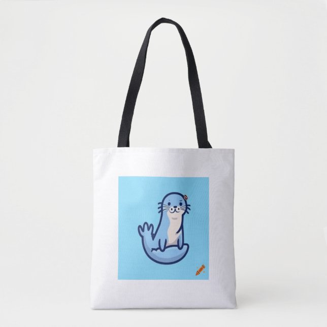 "Elégant sac de logo de loutre de mer - Simple, bl (Devant)